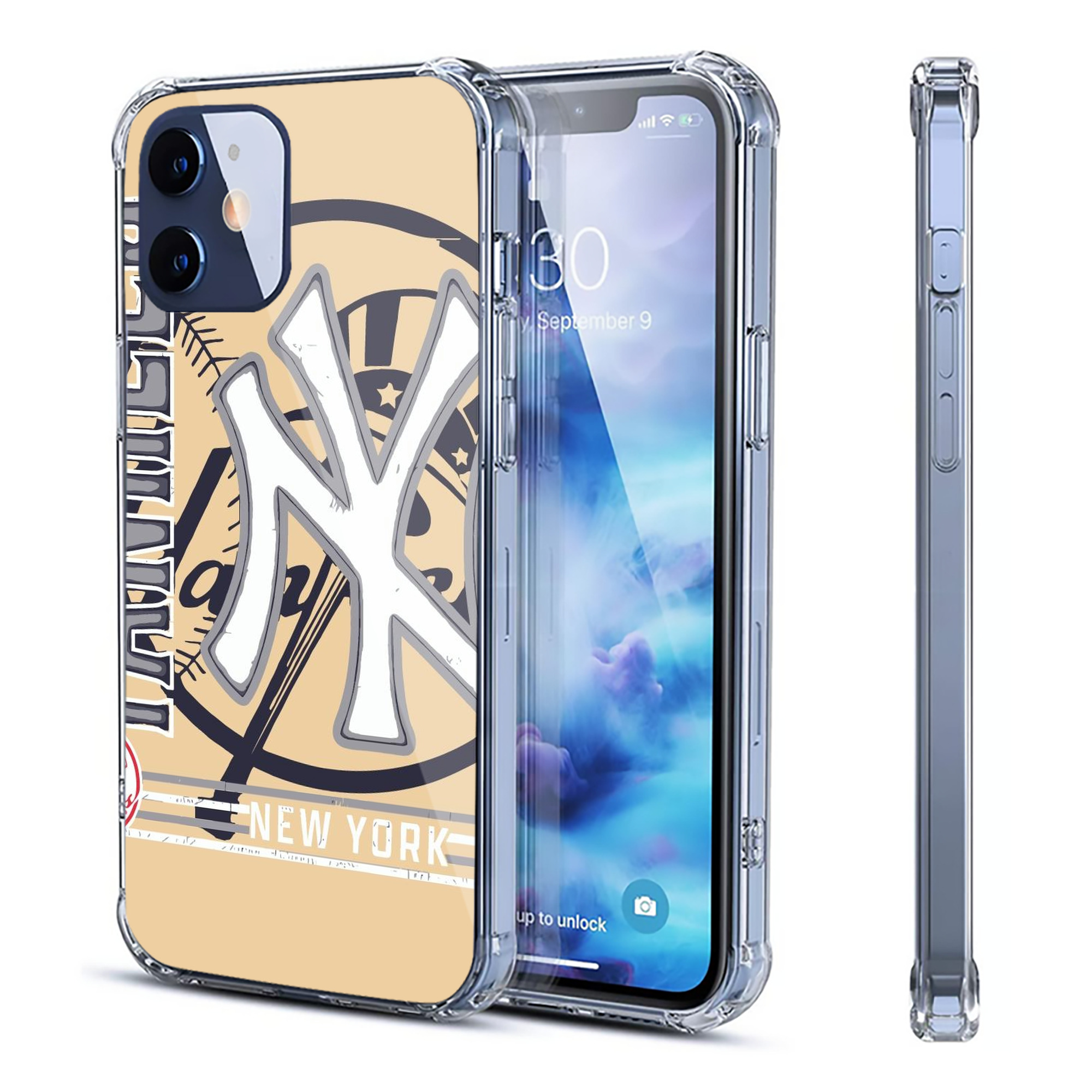Vintage New York Yankees Logo In Crisp Clear IPhone 12 Case – Soft TPU With UV Print – Enhanced Drop Protection, Precise Fit, Anti-Fingerprint, Customizable Design, Scratch-Resistant, Yellow-Resistant